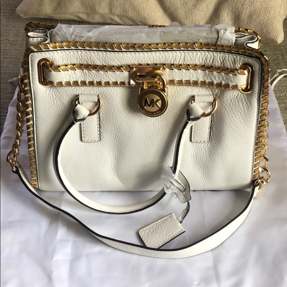 NEW Michael Kors white leather handbag